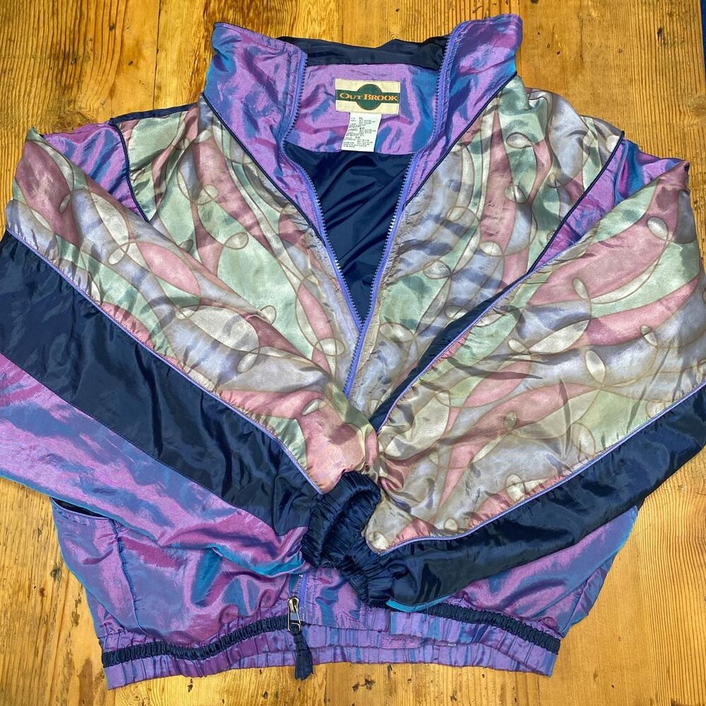 OutBrook Vintage Multi-colored Abstract 90s Windbreaker Jacket🔥